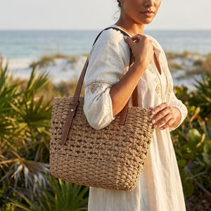 bolsa de praia de palha