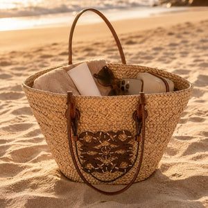 bolsa de palha feminina grande caqui