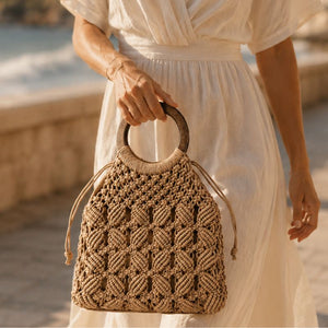 Bolsa de Praia Crochê Portofino Cáqui