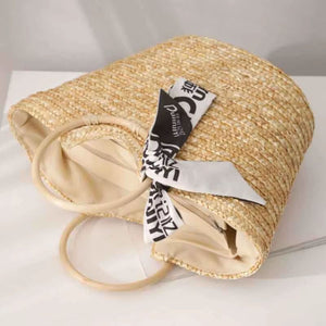 Bolsa Praia Ibiza Luxo - Palha Natural com Alça Redonda de Qualidade