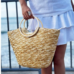 bolsa de praia de palha dourada