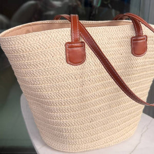 bolsa de palha de praia com fecho em ziper