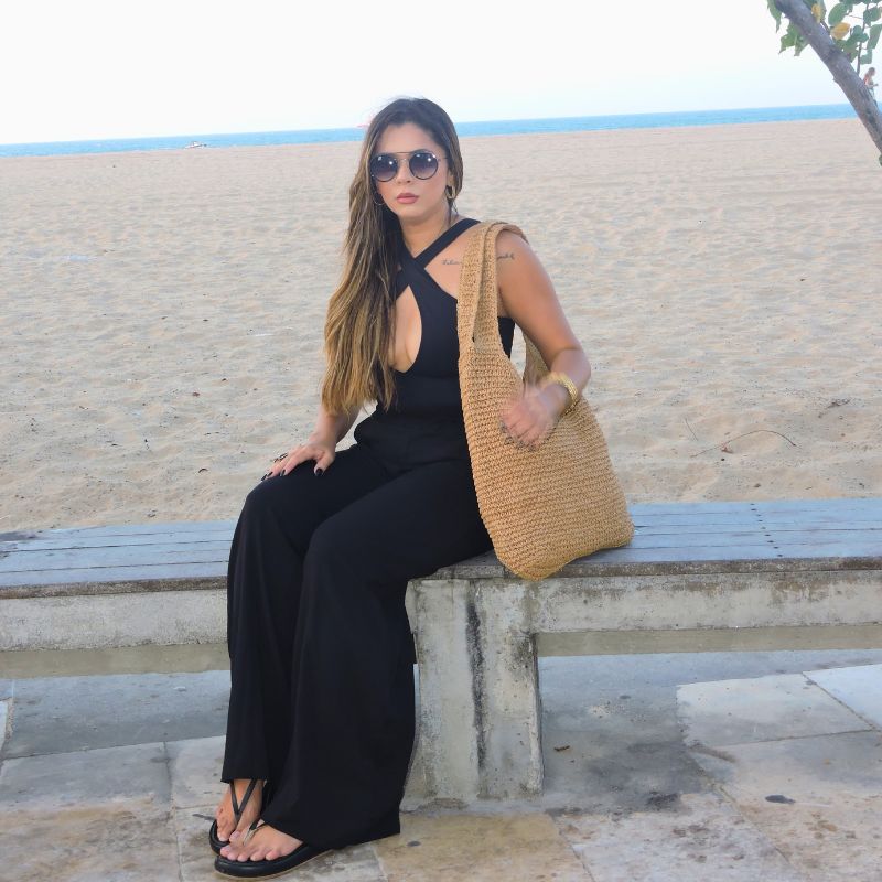 bolsa de palha rattan grande