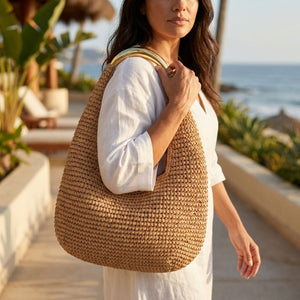 bolsa de palha de praia rattan