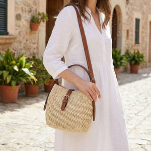 Bolsa Siena palha natural bege — tom claro e suave para looks de verão femininos