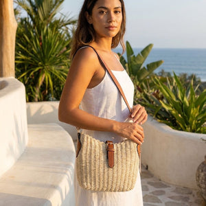 bolsa de palha bege