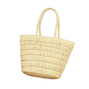 Bolsa de Praia de Palha Natural Grande Elegante e Espaçosa Off White