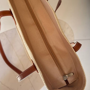 bolsa de palha com ziper