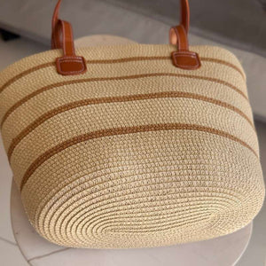 bolsa de palha listrada detalhes