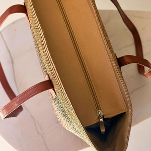 bolsa de palha com ziper