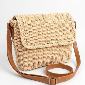 Bolsa de Praia Palha Carmel Pequena Trançada Bege
