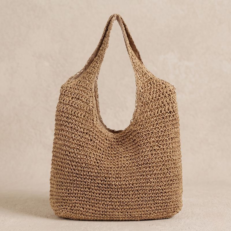 Bolsa de Praia de Palha Venti Bege em fundo neutro