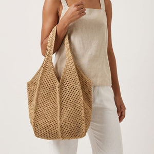 bolsa de croche de praia marrom