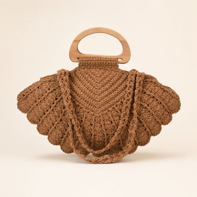Bolsa de praia de crochê Búzios, detalhe da trama artesanal
