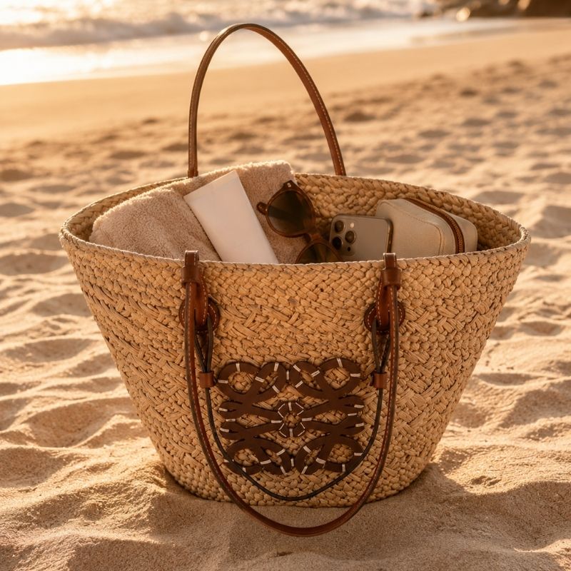 bolsa de palha feminina grande caqui