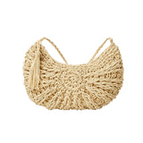 Bolsa de Palha para Praia Bege Semicircular Helena