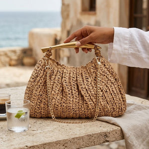 bolsa de palha chique com alca dupla