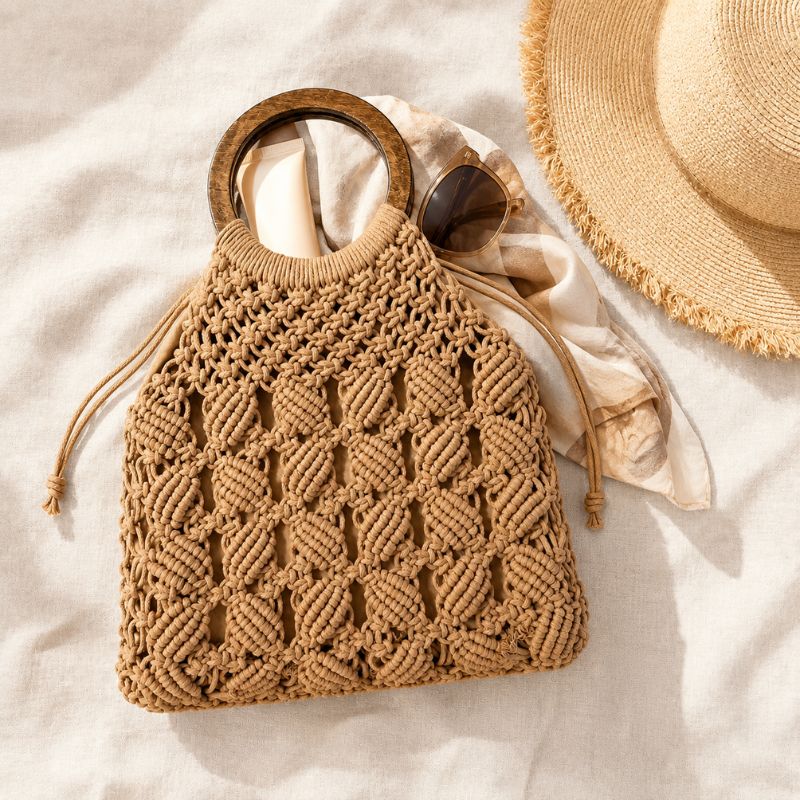 bolsa de croche artesanal feminina cor caqui