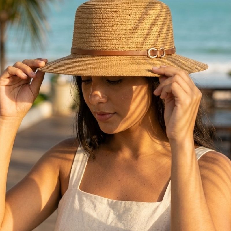 chapeu palha panama caqui