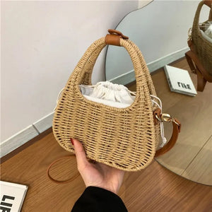 Bolsa Palha Praia Cáqui 