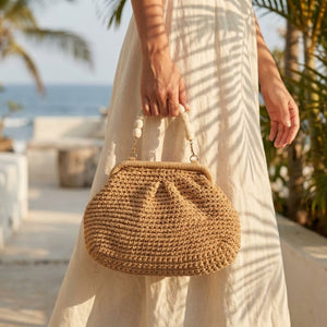bolsa de croche na cor caqui