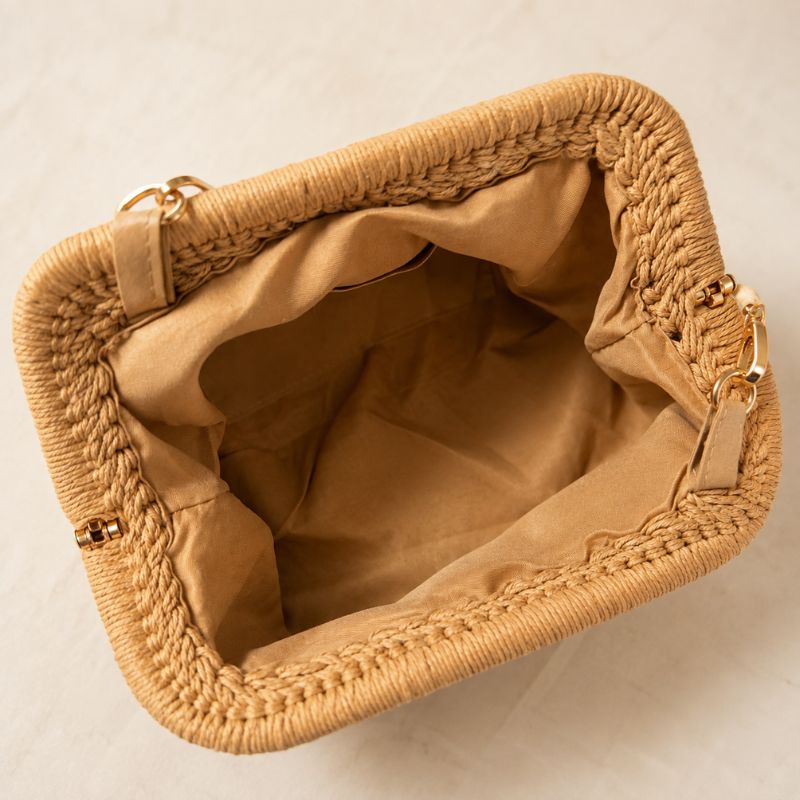 interior da clutch de croche caramelo