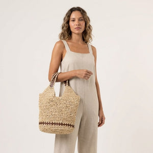 bolsa de palha com alca curta bege