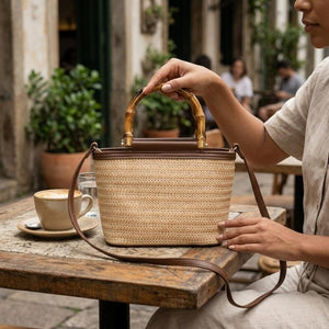 bolsa de palha classica com alca marrom