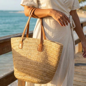 bolsa de palha natural caqui