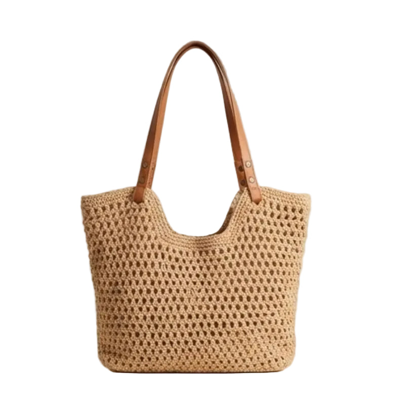Bolsa de Crochê Cáqui Feminina Estilo Casual Chic