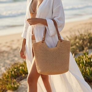 bolsa feminina de crochê cáqui para looks casuais elegantes