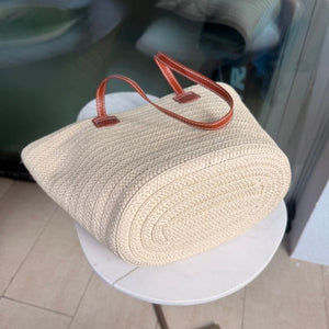 bolsa de palha feminina com alca grande de couro