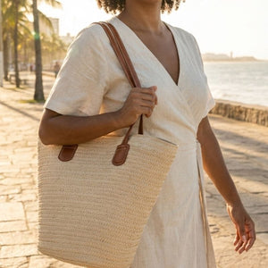 bolsa de praia de palha