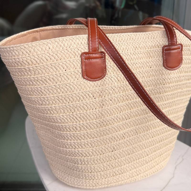bolsa de palha de praia com fecho em ziper
