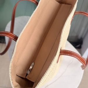 bolsa de palha natural com ziper