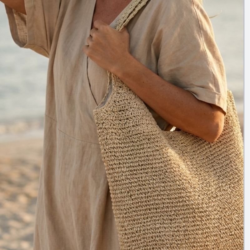 bolsa de palha chic bege