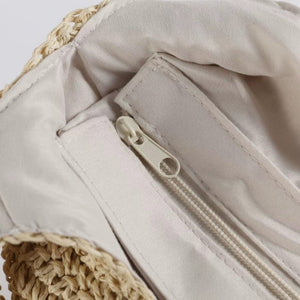 Detalhes do Zíper da Bolsa de Palha