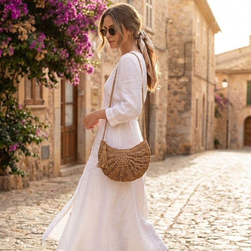 Bolsa Marrom de Palha 