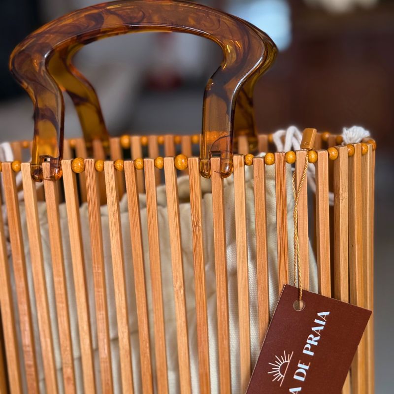 bolsa de praia de bambu artesanal 