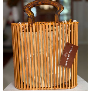 Bolsa de Praia Bambu Natural chic e sofisticada