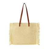 Bolsa de Praia Grande - Palha Bege com Franja