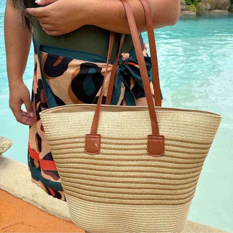 bolsa de praia de palha