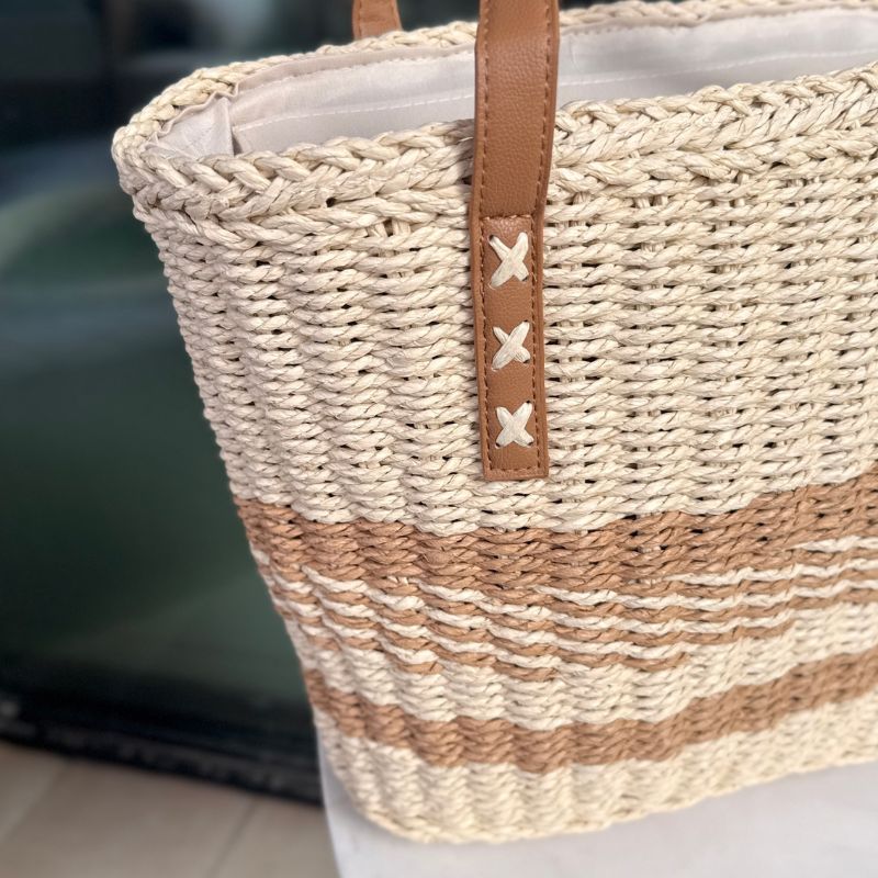 Detalhes da Bolsa de Praia Palha 