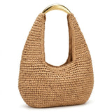 bolsa de palha rattan formato meialua