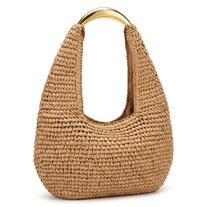 bolsa de palha rattan formato meialua