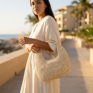 bolsa de praia de palha rattan