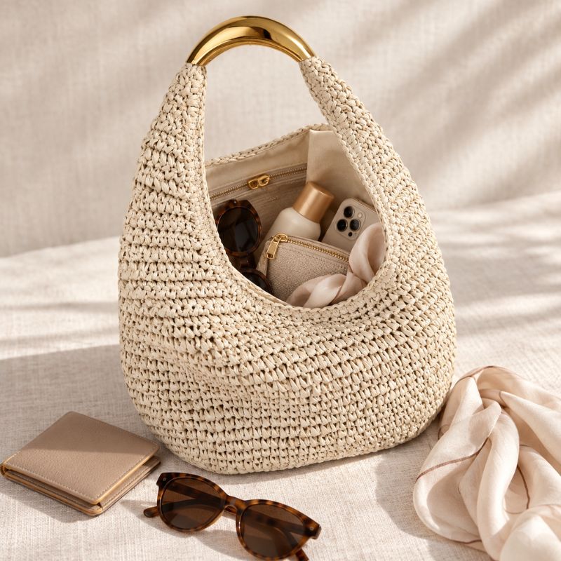bolsa feminina de palha rattan para praia