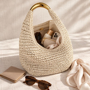 bolsa feminina de palha rattan para praia