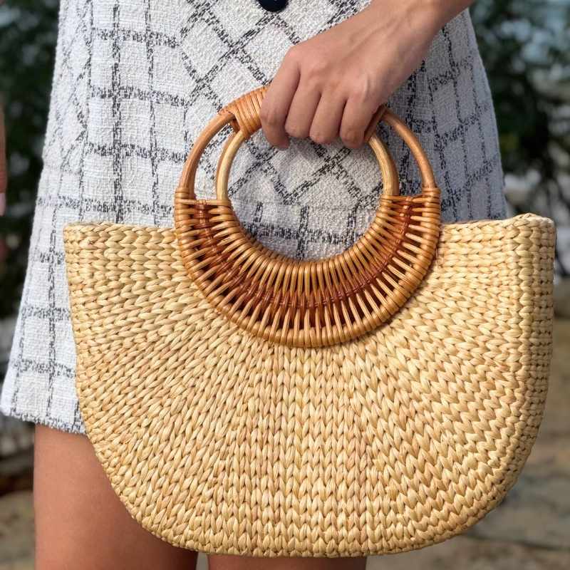 bolsa de praia de palha 