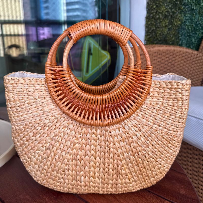 bolsa de palha chic com ziper